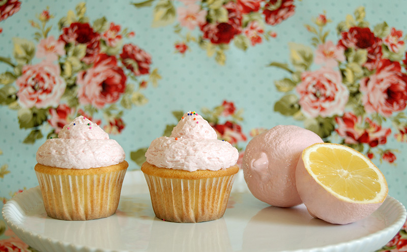 pink lemonade frosted cupcakes
